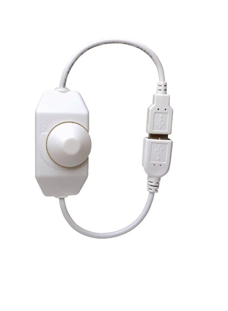 مفتاح تعتيم ضوء شريط LED، موصل تحكم التبديل لضبط السطوع، سلك تمديد USB أنثى إلى ذكر مع وحدة تحكم مفتاح دوار لأضواء شرائط LED، (مقبض USB أبيض) - Image 3