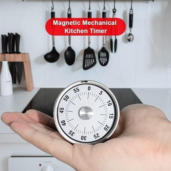 REMICH Kitchen Timer 60Minute Visual Countdown Timer with Loud Alarm Visual Timer for Kids Stainless Steel Mechanical Countdown Timers with Magnetic Backing for CookingTeachingMeetingWorking - Image 2