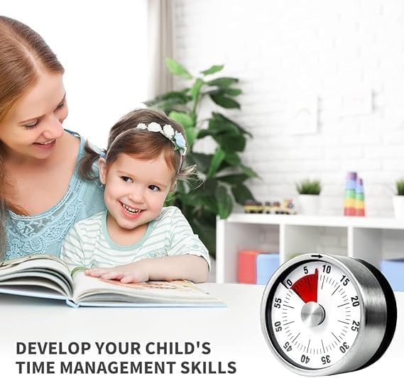 REMICH Kitchen Timer 60Minute Visual Countdown Timer with Loud Alarm Visual Timer for Kids Stainless Steel Mechanical Countdown Timers with Magnetic Backing for CookingTeachingMeetingWorking - Image 4