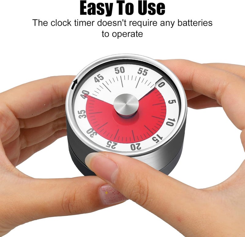 REMICH Kitchen Timer 60Minute Visual Countdown Timer with Loud Alarm Visual Timer for Kids Stainless Steel Mechanical Countdown Timers with Magnetic Backing for CookingTeachingMeetingWorking - Image 3