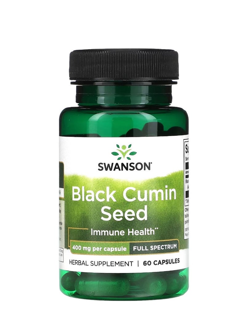 سوانسون بذور الكمون الأسود كاملة الطيف 400 ملجم - 60 كبسولة - Image 1
