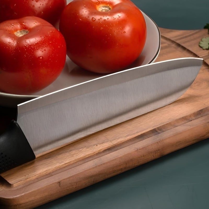 yomith Santoku Knife Japanese Chefs Knife Made with 7inch German high Carbon Stainless Steel Black NonSlip Ergonomic Handle Kitchen Cutting Tool SilverBlack NB - Image 3
