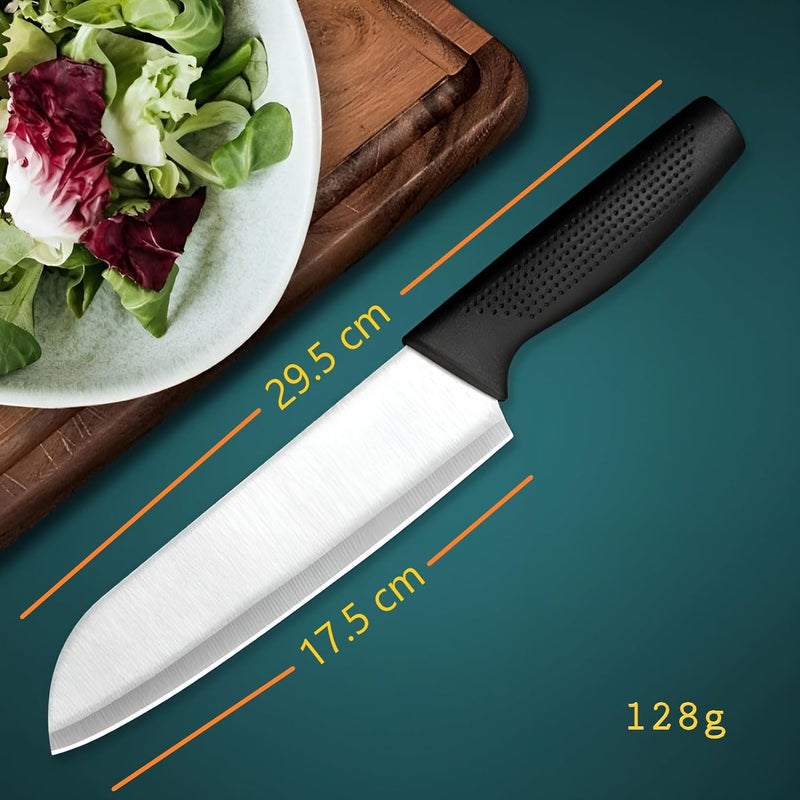 yomith Santoku Knife Japanese Chefs Knife Made with 7inch German high Carbon Stainless Steel Black NonSlip Ergonomic Handle Kitchen Cutting Tool SilverBlack NB - Image 2