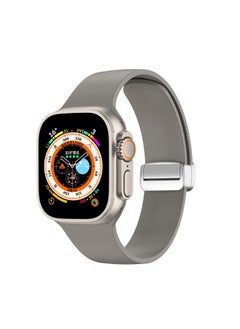 Replacement Strap Folding Buckle Silicone Watch Band For Apple Watch Ultra 49mm Grey