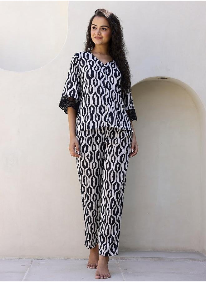 sanskrutihomes - Printed Pure Cotton Night suit by Styli - Image 1
