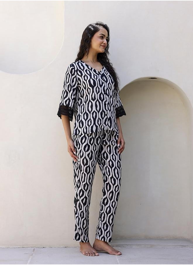 sanskrutihomes - Printed Pure Cotton Night suit by Styli - Image 1