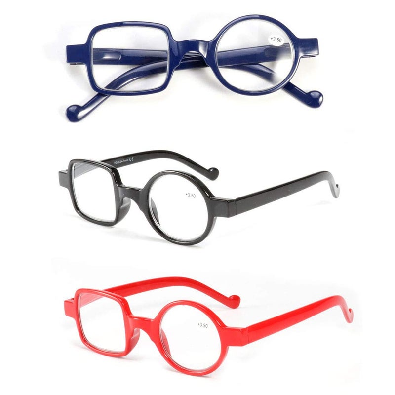 Mincl mincl Readers 3 Pack Quality Irregular Glasses Frame Resin Square Round Reading Glasses for Men and Women 3PackFloral 20