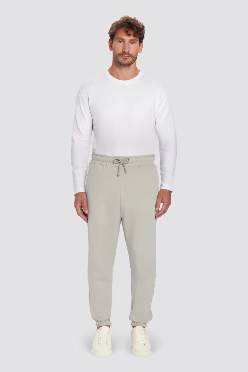 Tudors Unisex Relax Fit Comfortable Cut Raised 3 Pocket Elastic Jogger Leg Stone Color Sweatpants
