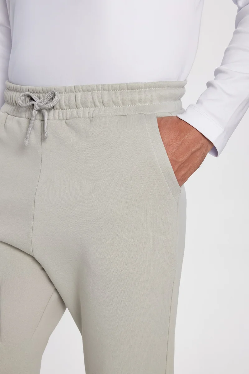 Tudors Unisex Relax Fit Comfortable Cut Raised 3 Pocket Elastic Jogger Leg Stone Color Sweatpants