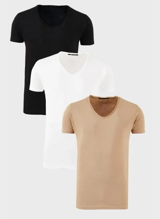 Buratti  Buratti Cotton Slim Fit Crew Neck Printed 3-Pack T Shirt Men's T-SHIRT 541S31 for Men | Best Price UAE