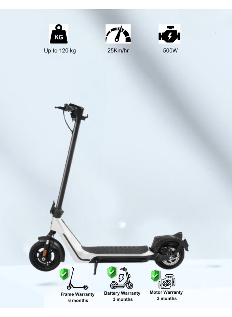 Eagle H20, Foldable Electric Scooter for Adult, 500W,10 Inch Tyre, 62km Range, 25KM/H Speed,120KG Load, Silver. - Image 1