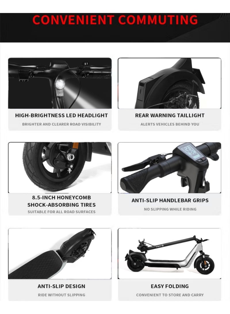 Eagle H20, Foldable Electric Scooter for Adult, 500W,10 Inch Tyre, 62km Range, 25KM/H Speed,120KG Load, Silver. - Image 3