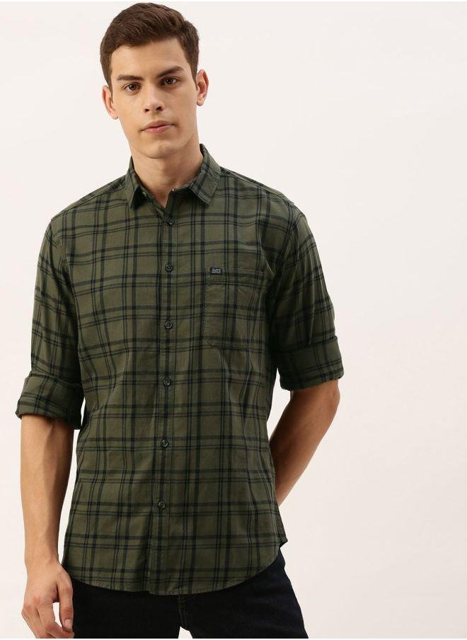 The Indian Garage Co Men Slim Fit Checkered Full Sleeves Spread Collar Casual Shirt  - Image 1