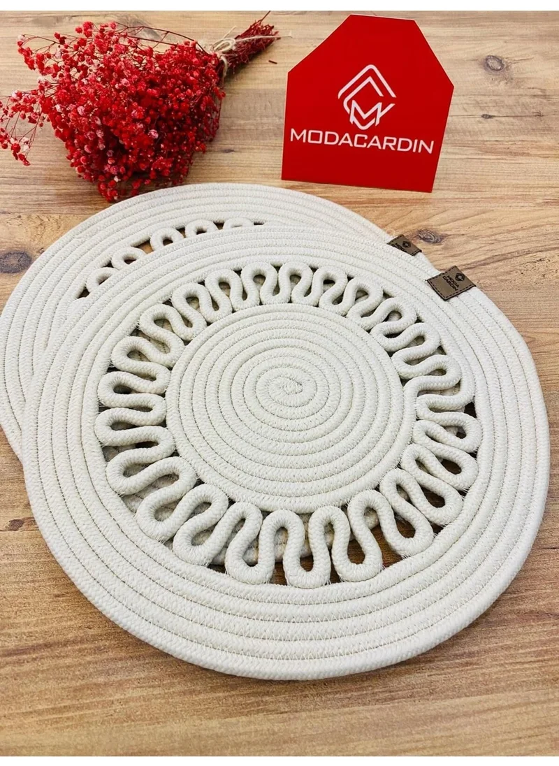 BDZ Deri BDZ Leather Jute Wicker American Service Plate 2 Pieces
