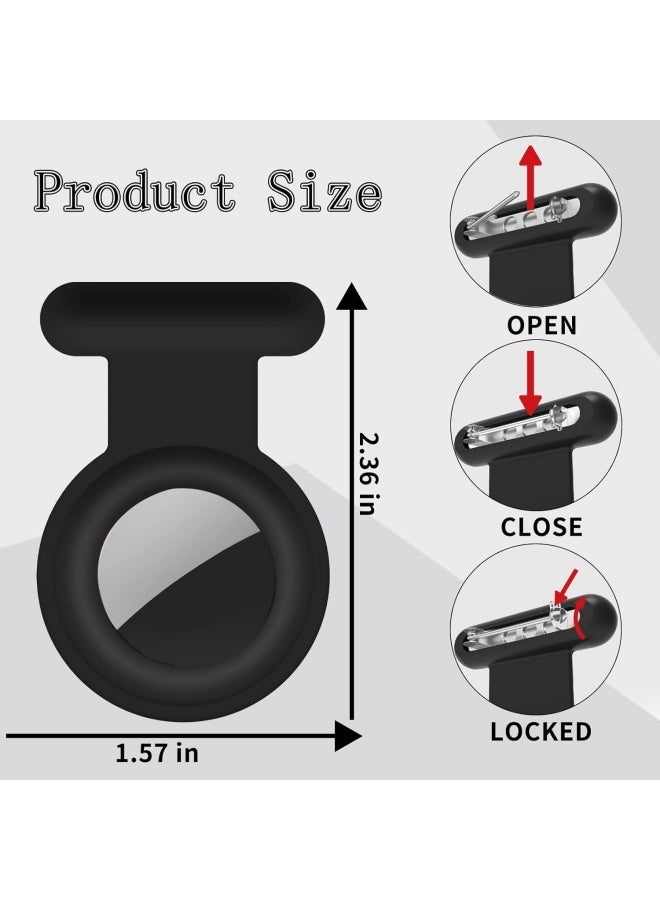 2 Pieces Apple AirTag Holder, Hidden Wearable AirTag Case with Brooch Clip for Clothes, Anti Lost Apple AirTag Holder (Black) - Image 2