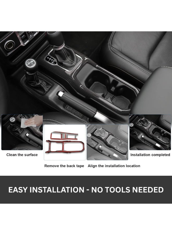 MOTOR FIT Interior Carbon Fiber Trim Set Compatible with Jeep Wrangler JL 2018–2025 | Dashboard Center Console Cover & Window Switch Button Covers - Image 5