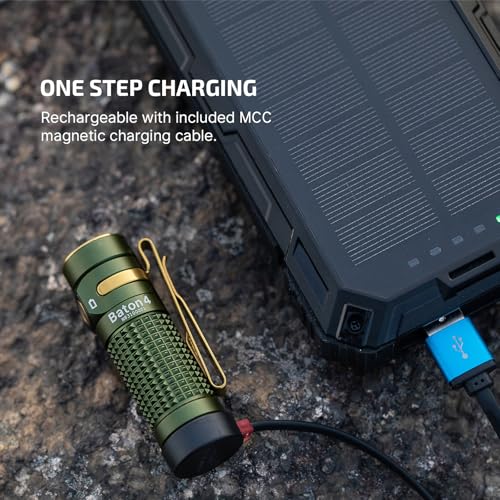 OLIGHT Baton4 Rechargeable EDC Flashlight, LED Pocket Light 1300 Lumens with Magnetic Charging Cable, 6 Modes, IPX8 Waterproof Powerful Bright Flashlight for Home, Camping and Emergencies (OD Green) - Image 5