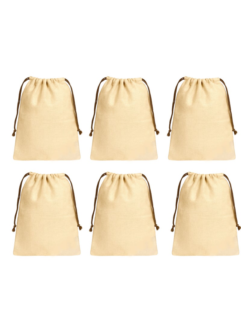 بيرل كوست Eco-Friendly Jute Gift Bags, Stylish 46x50cm, Breathable, Sustainable Packaging for Gifts, Storage and Travel Pack of 6  - Image 1