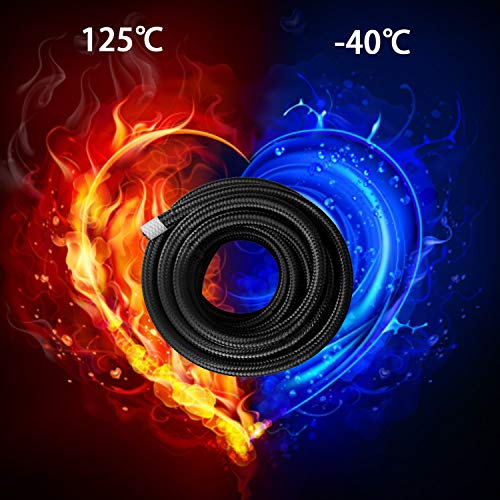 Medoon 16ft 6AN Black Nylon Braided Fuel Oil Hose Fuel Line 10pcs 6AN Hose Fitting Kit 6pcs 6AN Hose Separator Clamp 2pcs 6AN to 6AN Male Coupler Adapter Straight Fitting - Image 4
