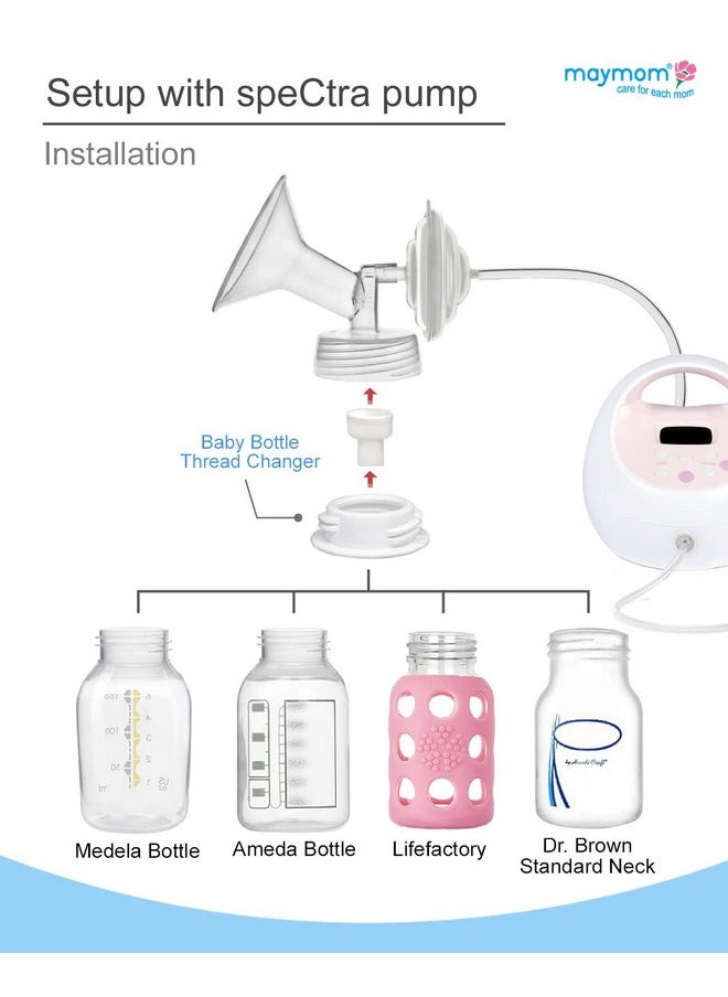 Maymom Maymom Baby Bottle Thread Changer or Bottle Converter; Compatible with Spectra S1 S2 Pumps Wide Mouth Flanges to use Medela Ameda Lifefactory Bottles, Dr. Brown Narrow Neck Bottles  - Image 2