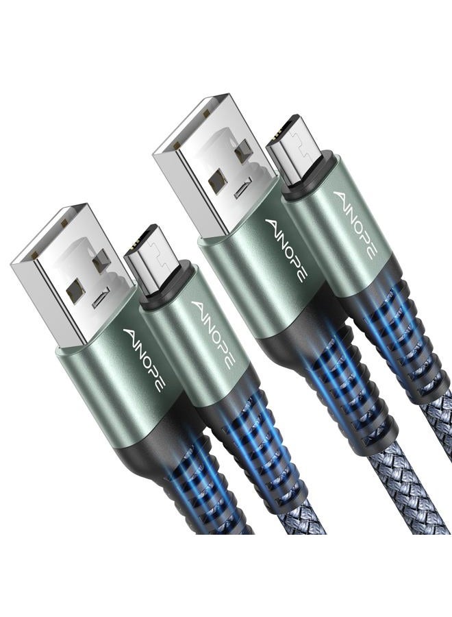 Ainope كابل ميكرو USB لكيندل [2 حزمة، 6.6 قدم]، كابل شاحن ميكرو USB غير قابل للكسر بديل لكيندل، كابل شاحن ميكرو USB نايلون مناسب لهاتف سامسونج جالاكسي S6، J7 إيدج نوت 5، كيندل، شاحن أندرويد - Image 1