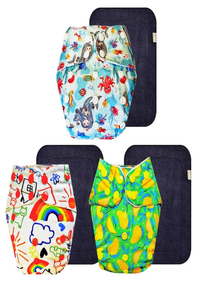 حفاضات دمبلدو القماشية الممتازة مع حشوة سوداء (عبوة من 3 قطع) | شعور بالجفاف والراحة | وسادة ماصة من 6 طبقات | أزرار كبس قابلة للتعديل | موثوق بها من قبل الأمهات | من 3 أشهر إلى 3 سنوات | للجنسين - Image 1