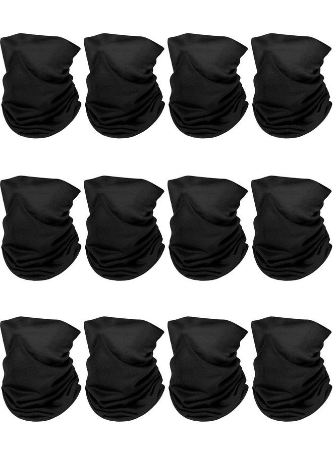 Satinior 12 قطعة غطاء رقبة خفيف الوزن مرن للوجه وشال حماية من الشمس باندانا غطاء رأس بالاكلافا للأنشطة الخارجية (أسود) - Image 1