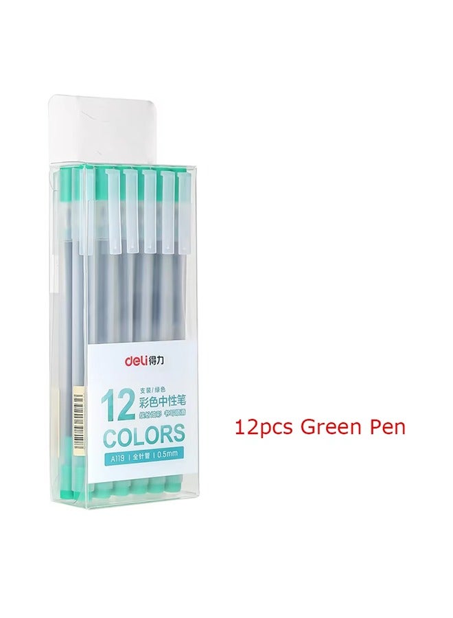 Deli Deli 12Pcs/Set Gel Pen School Pens Set Pen 0.5MM Color Ink Stationery Student SuppliesWater-based Pen Writing Painting Tools - Image 1