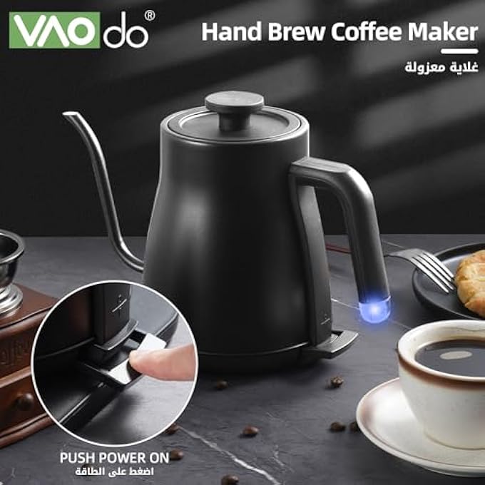 VAOdo Gooseneck Electric Kettle 1500W Ultra Fast Boiling Water Kettle Stainless Steel Coffee Kettle With Automatic Temperature Control Pour Over Kettle For Coffee Tea Pot 1L Matte Black - Image 4