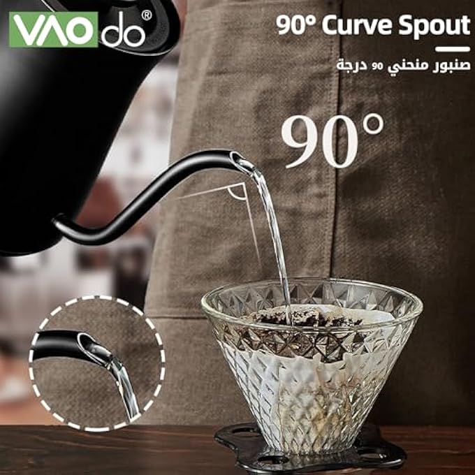 VAOdo Gooseneck Electric Kettle 1500W Ultra Fast Boiling Water Kettle Stainless Steel Coffee Kettle With Automatic Temperature Control Pour Over Kettle For Coffee Tea Pot 1L Matte Black - Image 3