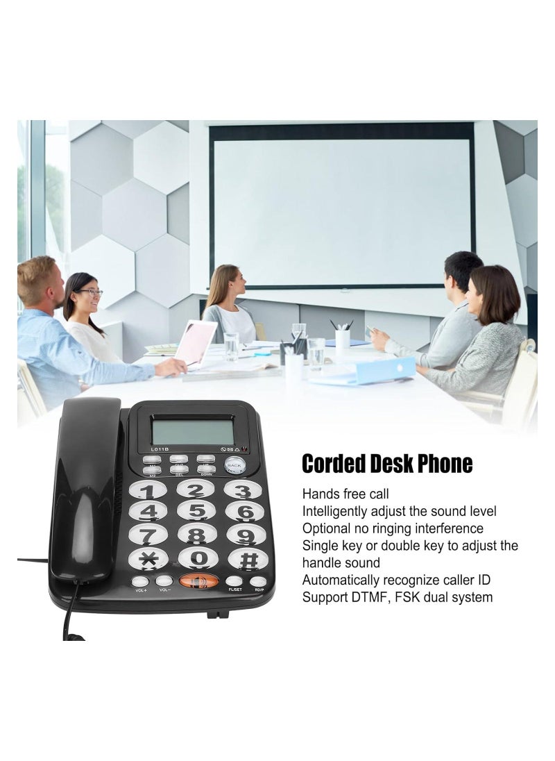Generic - Corded Standard Phone with Answering System and Caller ID, Desk Telephone, Caller ID Large Buttons Tilt Display, Corded Landline, for Home Office Hotel Rooms, Clear Call Quality, Classic Design - Image 1