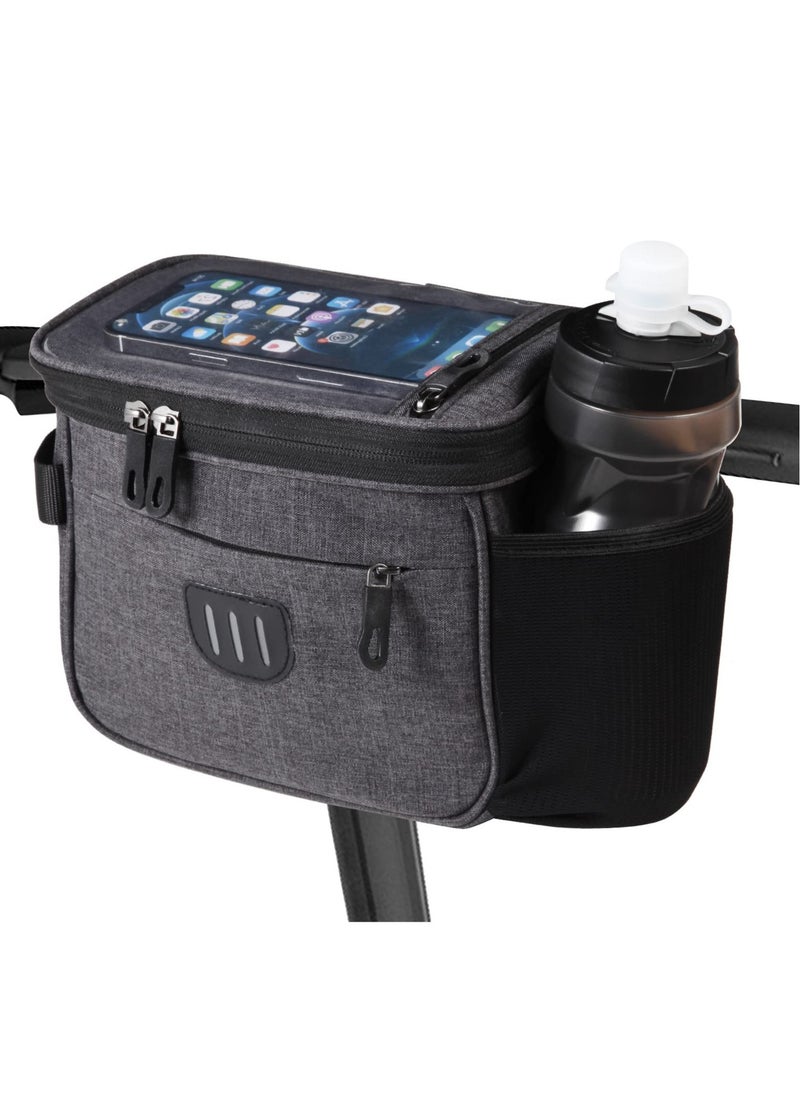 Excefore - Bike Handlebar Bag, Front Frame Bag, Large Bicycle Front Storage Pouch Bag, 6.5 inch Transparent Pouch with Shoulder Strapfor Road Mountain Bike Cycling Travel (Black) - Image 1