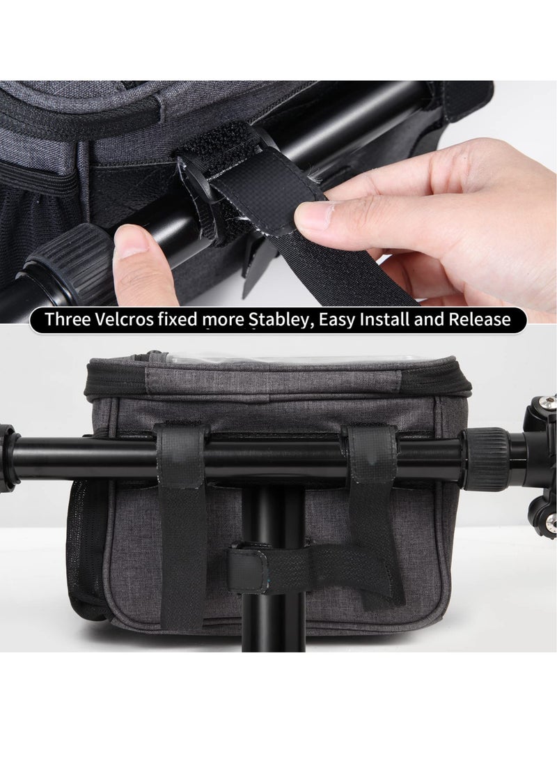 Excefore - Bike Handlebar Bag, Front Frame Bag, Large Bicycle Front Storage Pouch Bag, 6.5 inch Transparent Pouch with Shoulder Strapfor Road Mountain Bike Cycling Travel (Black) - Image 1