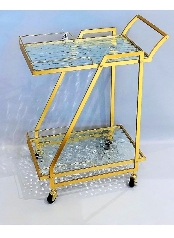 Living - High quality Food and Beverage Glass Stainless steel  Dining Cart Hotel Kitchen Trolley - Image 1