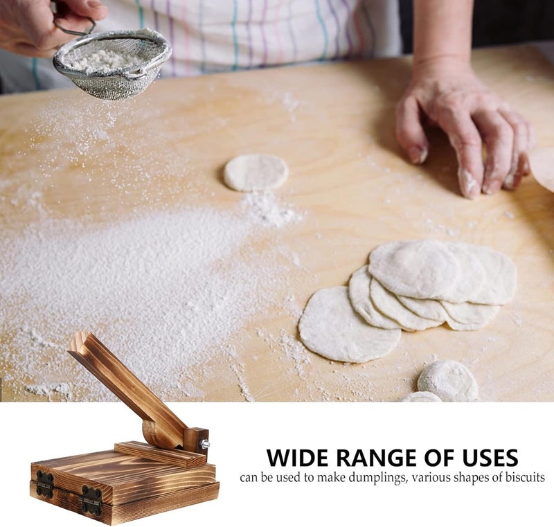 DOITOOL Wood Tortilla Press Dumpling Skin Maker Presser, Wood Dough Presser Traditional Tortilla Maker, 6.5 x 5.1 inch - Image 5