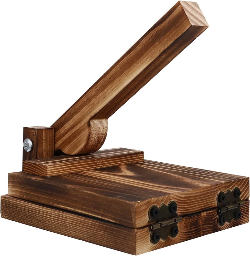 DOITOOL Wood Tortilla Press Dumpling Skin Maker Presser, Wood Dough Presser Traditional Tortilla Maker, 6.5 x 5.1 inch - Image 1
