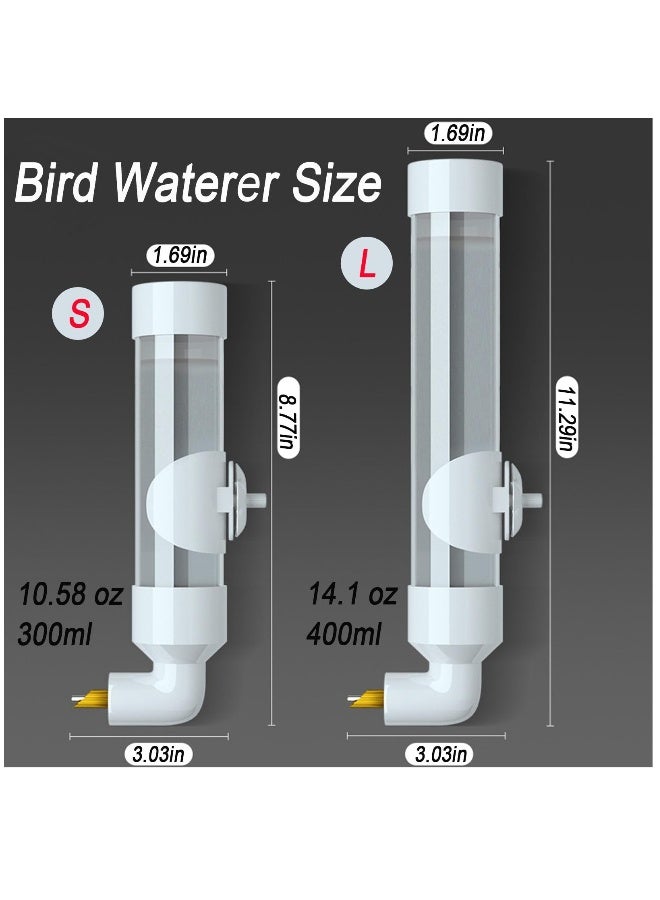 2 Pcs Bird Feeder and Drinker Set, Parakeet Water Dispenser for Cage Bird Drinking Water Bottle Parrot Automatic Drinking Device for Budgie Cockatiel Lovebirds Canary Finch, 400ml - Image 2