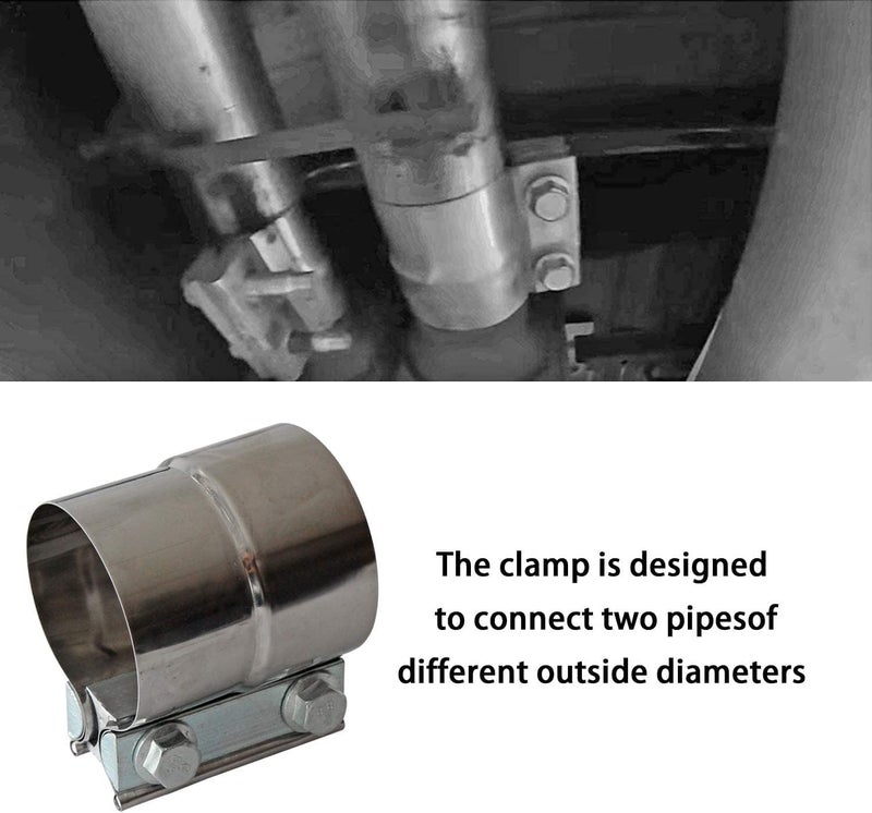 LEDAUT Exhaust Clamps Band Clamp 2.5" Lap Joint - Stainless Steel Lap Joint With 1 Block 4Pcs For 2.5" Od To 2.5" Id Exhaust Pipe, Muffler, Elbow And Exhaust Tubing Connection(4 Pack) - Image 3