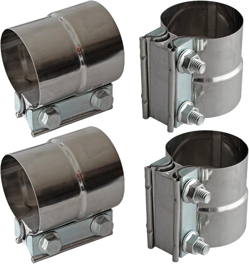 LEDAUT Exhaust Clamps Band Clamp 2.5" Lap Joint - Stainless Steel Lap Joint With 1 Block 4Pcs For 2.5" Od To 2.5" Id Exhaust Pipe, Muffler, Elbow And Exhaust Tubing Connection(4 Pack) - Image 1