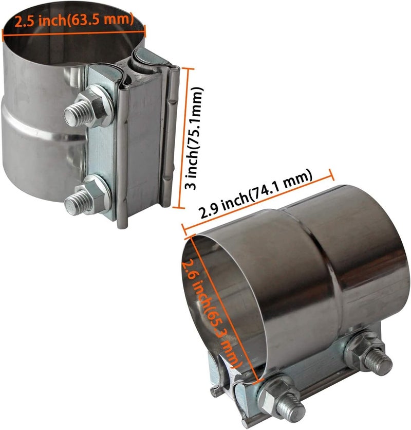 LEDAUT Exhaust Clamps Band Clamp 2.5" Lap Joint - Stainless Steel Lap Joint With 1 Block 4Pcs For 2.5" Od To 2.5" Id Exhaust Pipe, Muffler, Elbow And Exhaust Tubing Connection(4 Pack) - Image 2