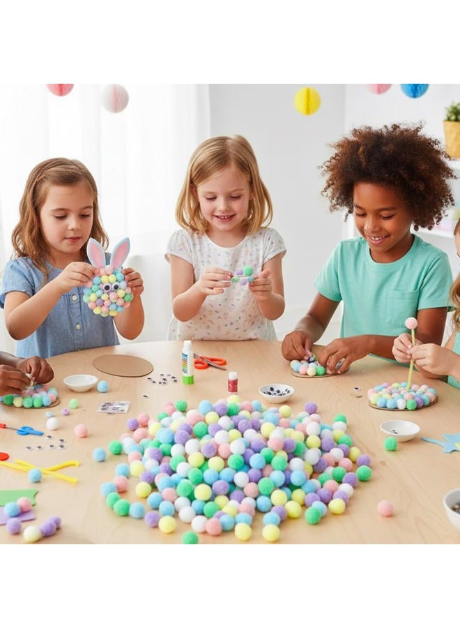Caydo [400 pcs] - 300 Pieces 1 Inch Macaroon Pompoms with 100pieces Wiggle Eyes Multicolor Arts and Crafts Pom Poms Balls for Kids DIY Art Creative Crafts Decorations - Image 2