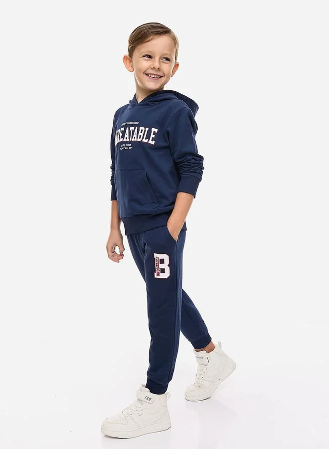 victor and jane Slogan Print Hoodie & Cuffed Joggers Set by Styli