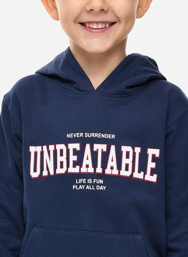 victor and jane Slogan Print Hoodie & Cuffed Joggers Set by Styli