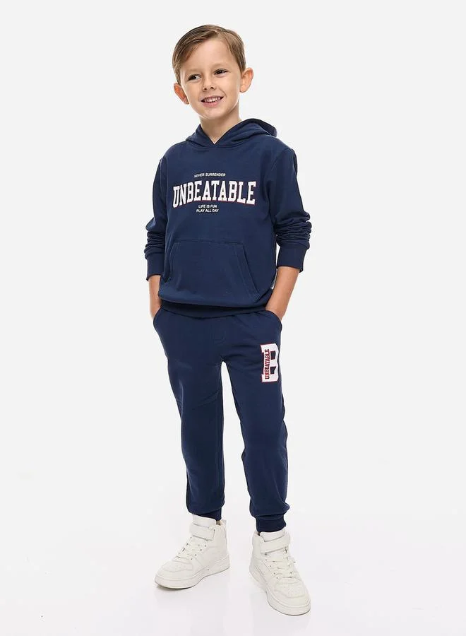 victor and jane Slogan Print Hoodie & Cuffed Joggers Set by Styli