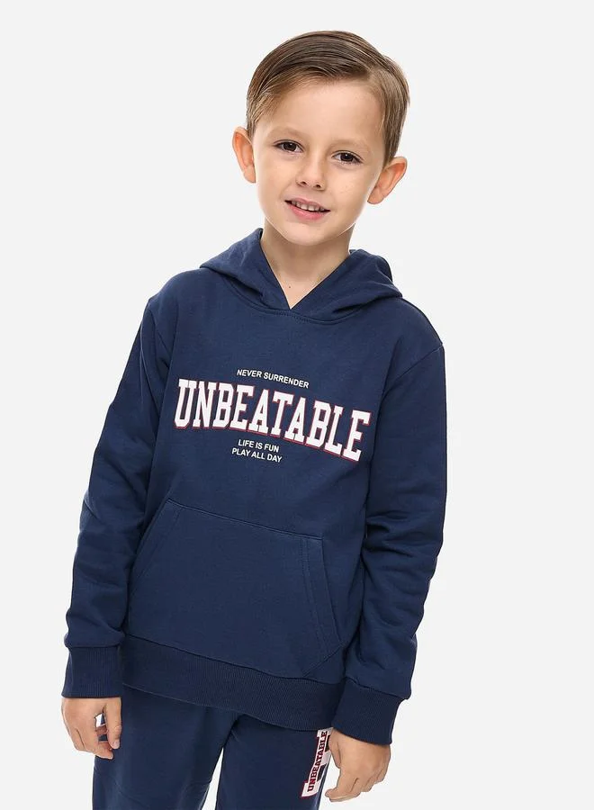 victor and jane Slogan Print Hoodie & Cuffed Joggers Set by Styli