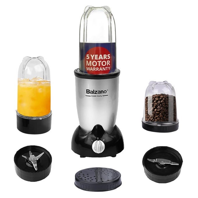 BULLET MIXER GRINDER 500W, 3 JARS, 2 BLADES, 2 LIDS, ITALIAN PREMIUM BRAND, PULSE FUNCTION, BLENDER FOR SMOOTHIES AND JUICES/SMOOTHIE MAKER, PORTABLE BLENDER, BLENDER FOR KITCHEN, SILVER