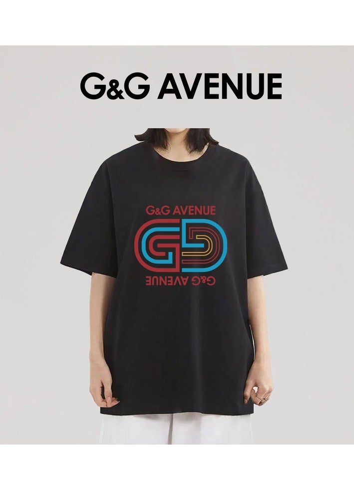 G&G AVENUE Men's cotton lightweight short sleeved black T-shirt sportswear casual performance active sports exercise gym quick drying outdoor sports - top Oversized  - Image 5