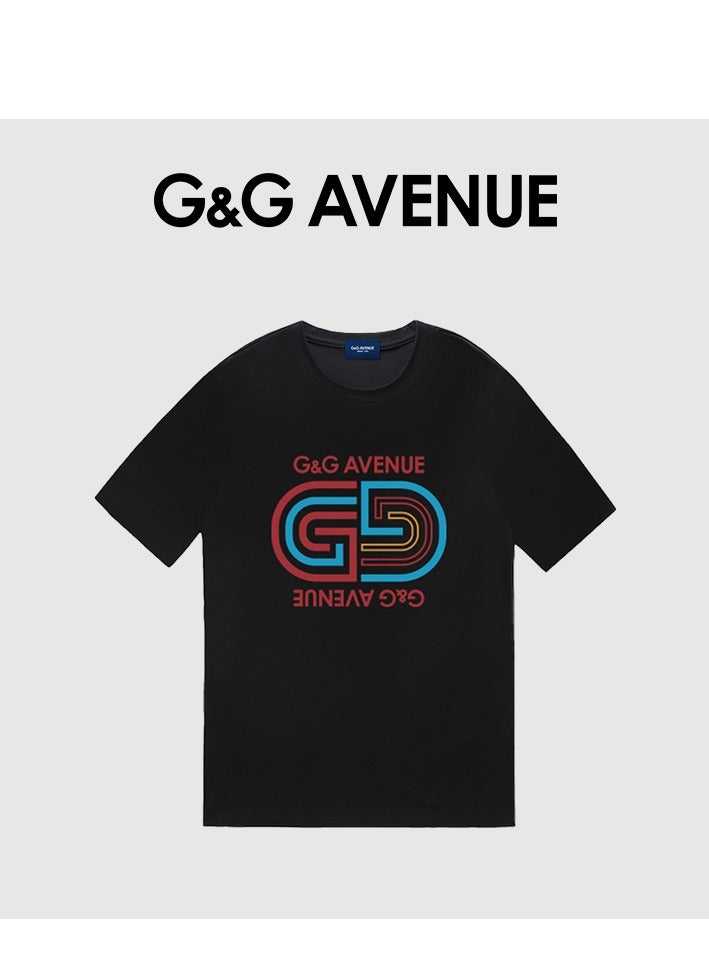 G&G AVENUE Men's cotton lightweight short sleeved black T-shirt sportswear casual performance active sports exercise gym quick drying outdoor sports - top Oversized  - Image 2