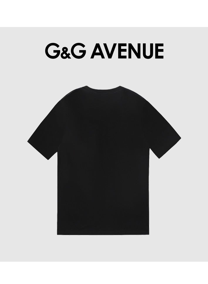 G&G AVENUE Men's cotton lightweight short sleeved black T-shirt sportswear casual performance active sports exercise gym quick drying outdoor sports - top Oversized  - Image 3