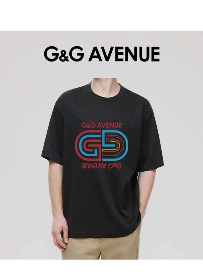 G&G AVENUE Men's cotton lightweight short sleeved black T-shirt sportswear casual performance active sports exercise gym quick drying outdoor sports - top Oversized  - Image 4